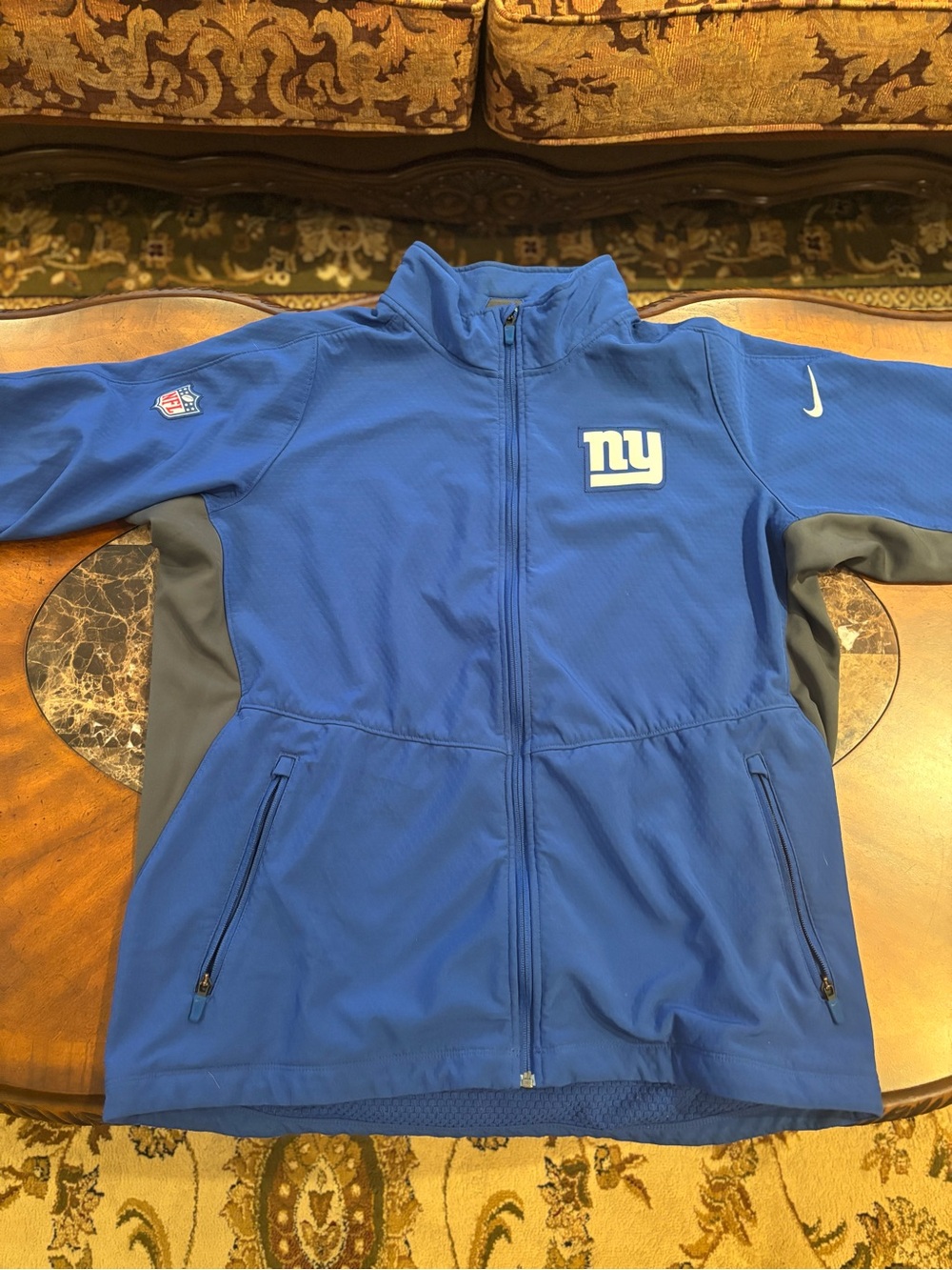 New York Giants on field apparel full-zip thermal jacket